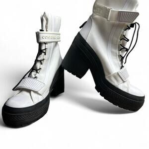 White Converse size 7 Platform Boots - High Top Chunky Sole Sneaker Boots
